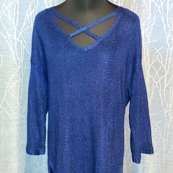 Westport Sparkle Blue Cross Neck Tunic - Picture 1 of 7